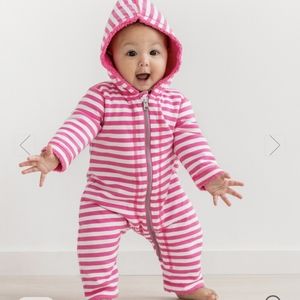 Reversible Sherpa Bunting Hanna Andersson blue/white striped sz 3-6 mo (60cm)